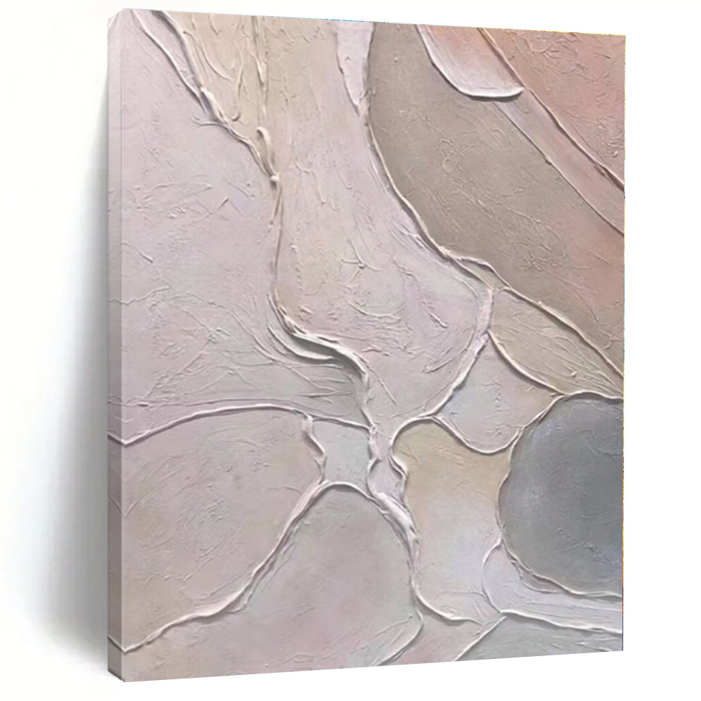 Large - Scale Soft Pastel Textured Abstract Acrylic Art for Nursery & Feminine Bedroom LargeART0408