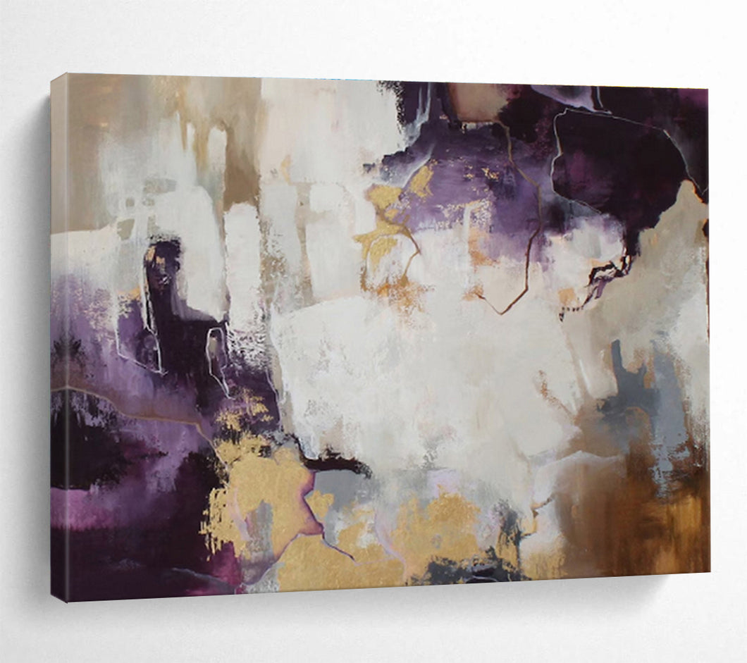 Purple and Gold Abstract Painting for Luxury Bedroom & Elegant Dining Room DKH131