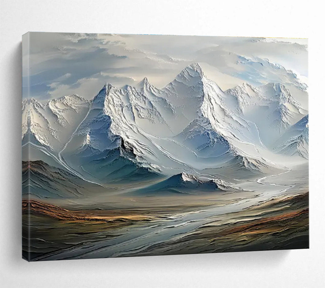 Majestic Mountain Abstract Painting on Canvas - “Snowy Peaks” DKH728