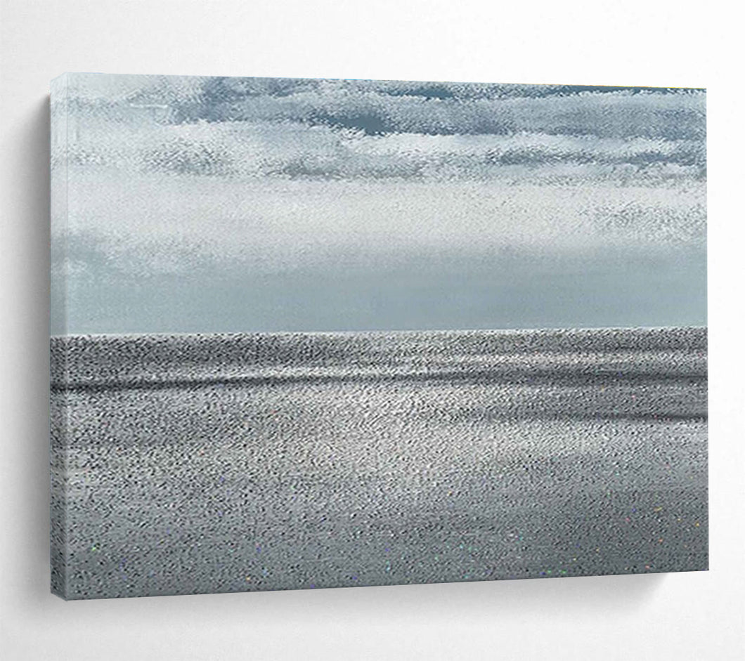 Minimalist Seascape Painting on Canvas - “Gray Horizons” DKH749
