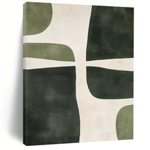 Load image into Gallery viewer, Green &amp; White Abstract Shapes - Fits Nature - Inspired Bedroom &amp; Yoga Studio LargeART2370
