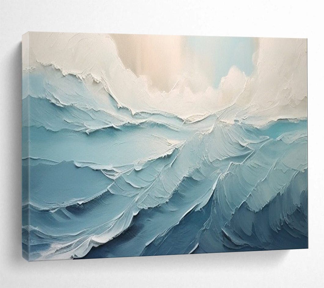 “Textured Sea Waves” - Impasto - Style Abstract Acrylic, Suits Bathroom and Coastal Living Room DLZ227