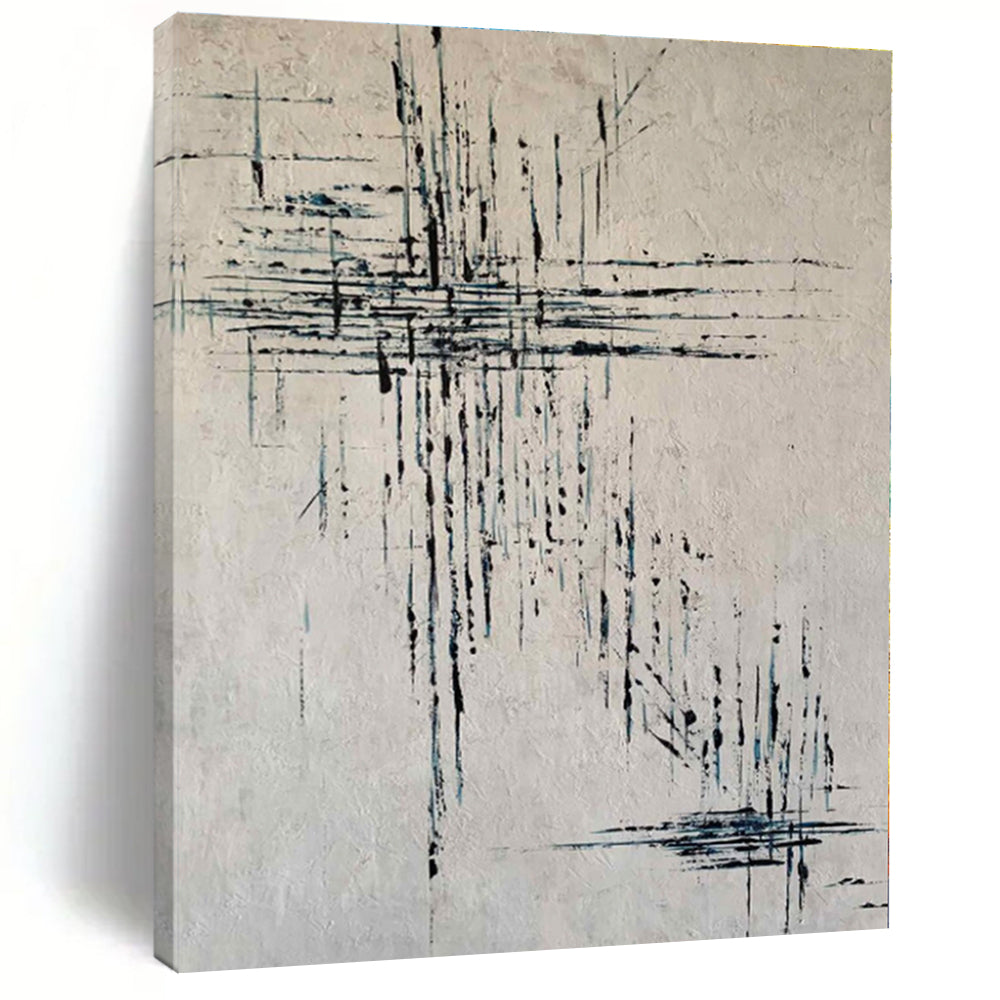 Large - Scale Black - Blue Linear Abstract Art for Modern Office & Art Gallery LargeART0454