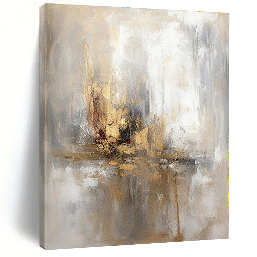 Golden Cityscape Reflection Acrylic Art - Great for Glamorous Penthouse Living Room & Art Deco Bar LargeART0570
