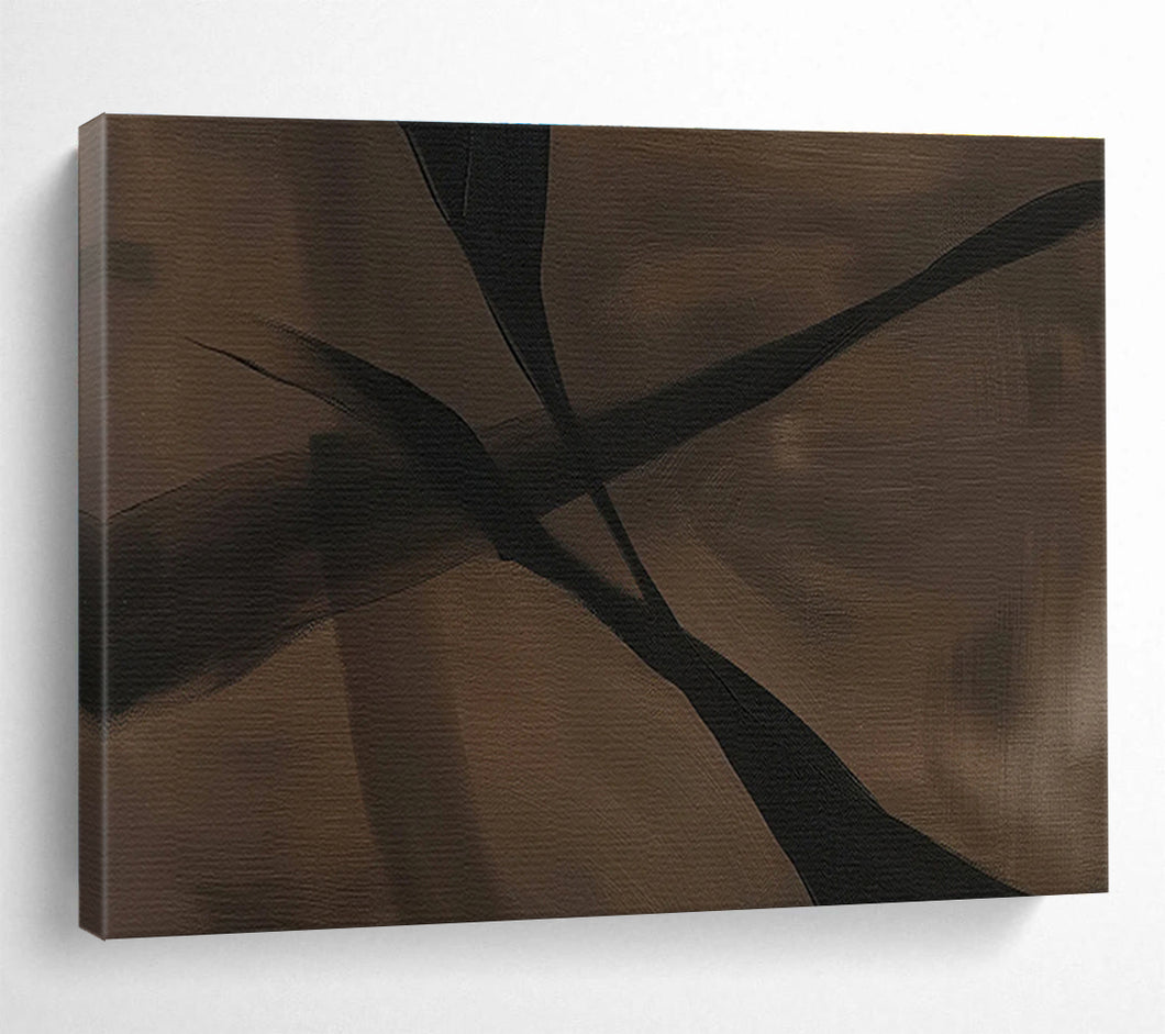 Abstract Painting on Canvas: Dark - Toned Organic Lines - “Mysterious Paths” DKH585
