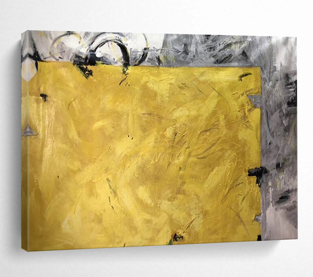 Bold Yellow - Gray Abstract Acrylic painting DLZ153