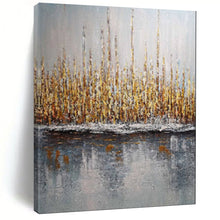 Load image into Gallery viewer, Gray &amp; Gold Reeds Abstract Painting, Ideal for Modern Living Room &amp; Nature - Inspired Office LargeART2103
