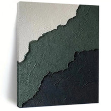 Load image into Gallery viewer, “Ripped Paper Textures in Green and Black” - Green, Black, White Abstract Art on Canvas DKH1218
