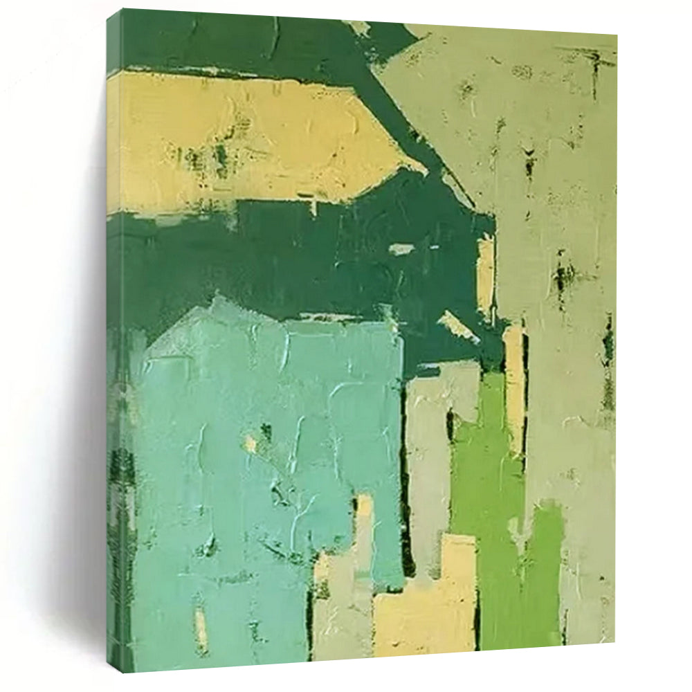 Green - Toned Geometric Abstract Art, Suited for Minimalist Office & Nature - Themed Café LargeART2276