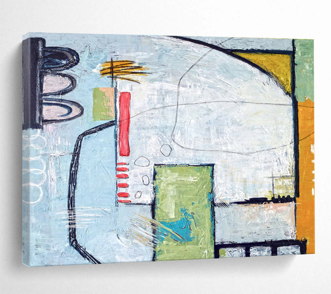 Urban - Inspired Geometric Abstract Painting on Canvas DKH542