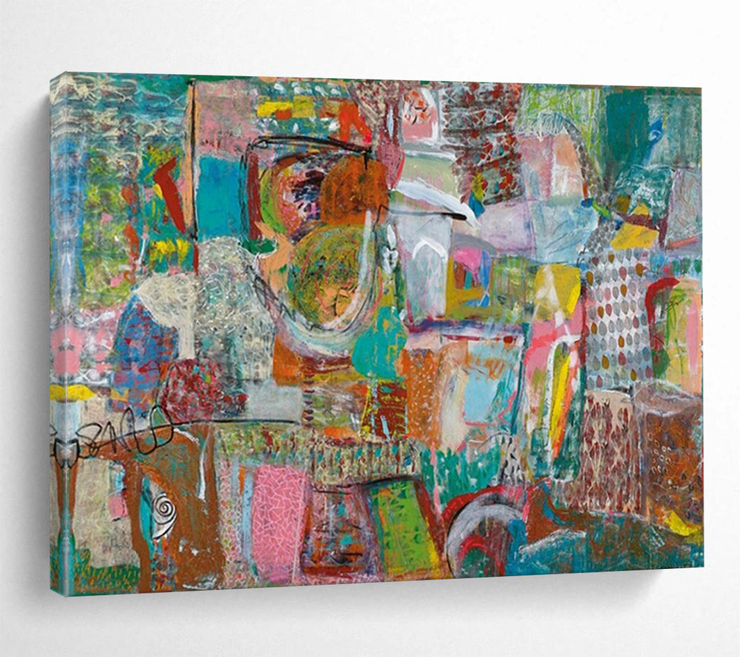 Hand - painted Intricate Colorful Abstract Acrylic Art for Eclectic Home Offices LargeART1678