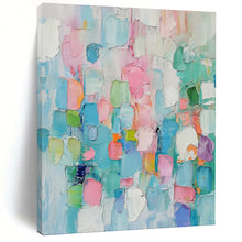 Load image into Gallery viewer, “Pastel Patchwork of Colors” Abstract Painting on Canvas, Whimsical Home Accent DKH997
