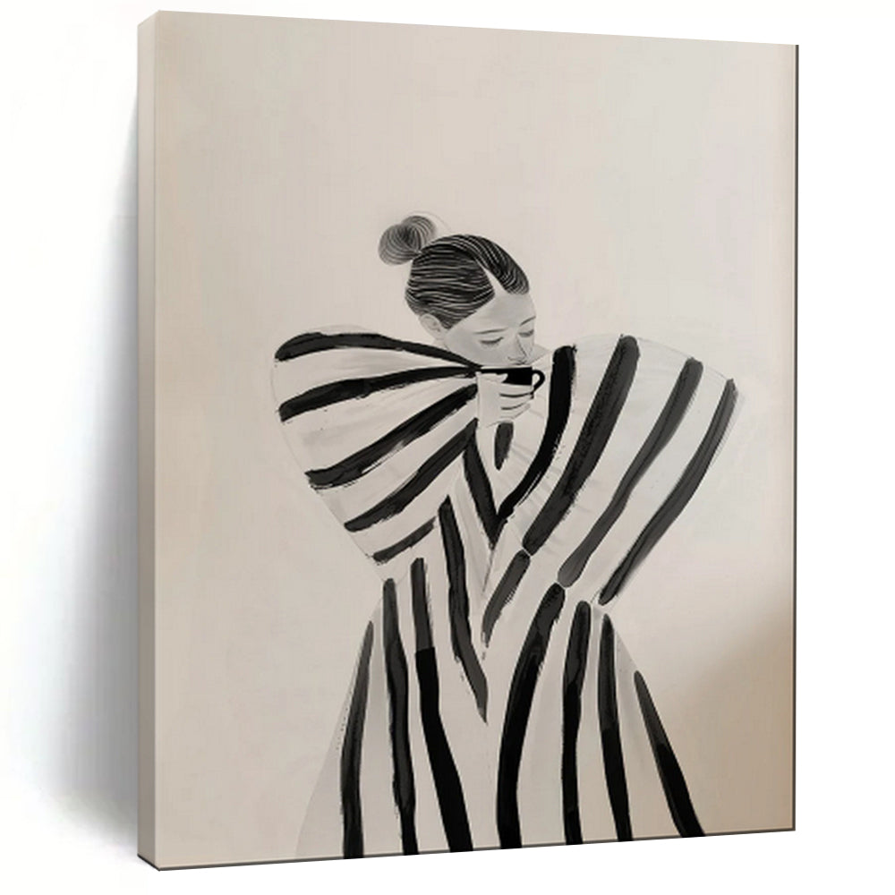 Black - White Abstract Intimate Moment Painting, Suited for Cozy Bedroom & Calming Meditation Space LargeART2038