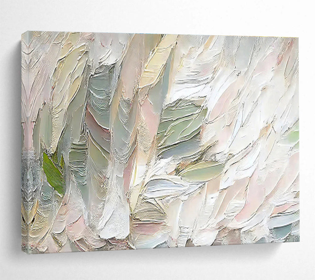 Textured Pastel Green - Pink Abstract Painting for Bohemian Bedroom & Light - Filled Café DKH261