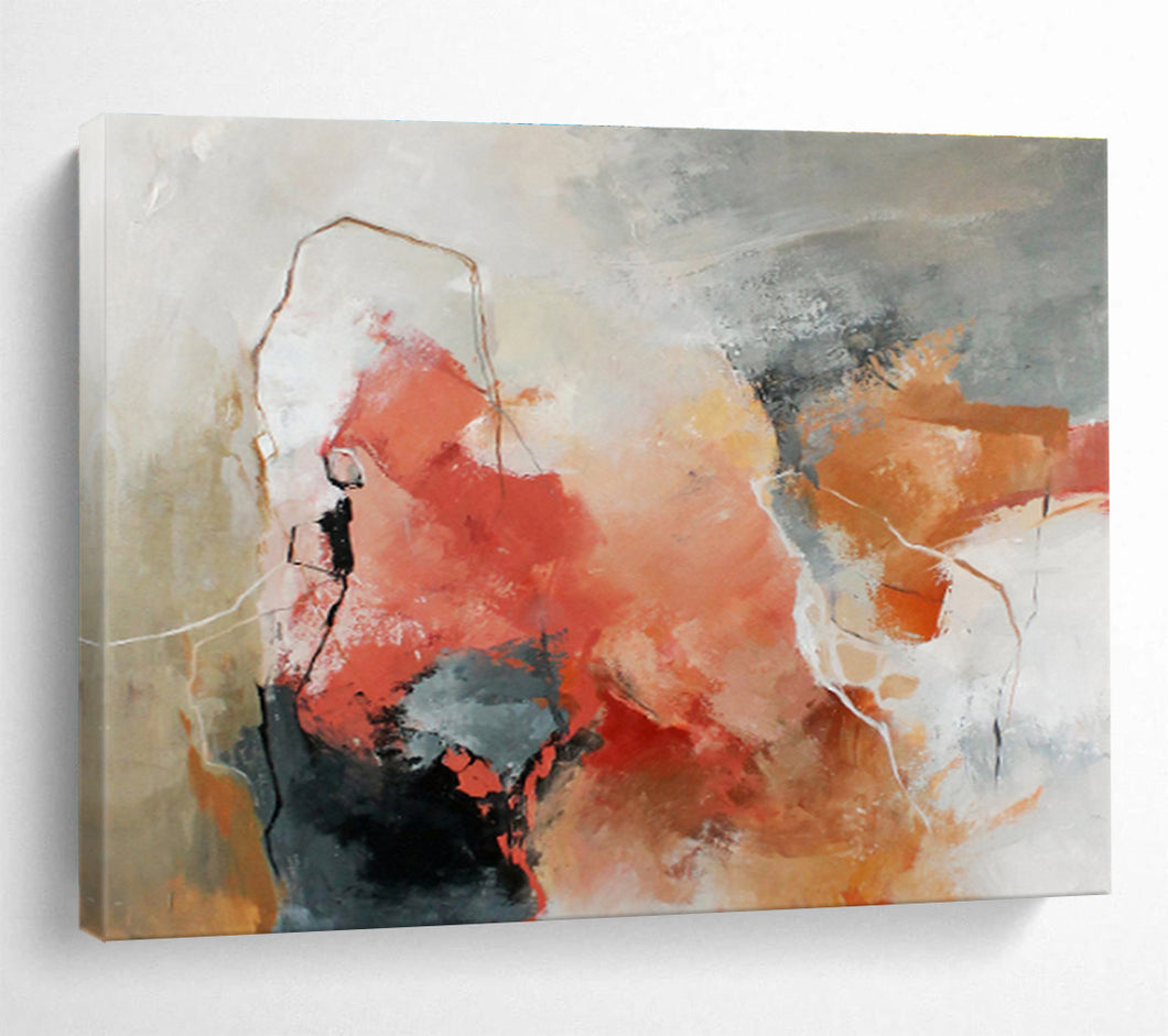 Coral Gray Drama Abstract Painting DKH515