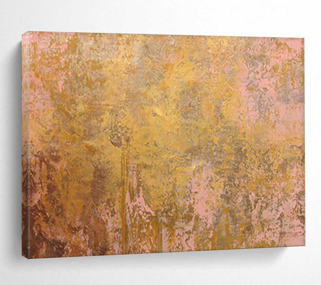 Gold - Pink Textured Abstract Painting - Perfect for Luxury Lounge & Modern Gallery DKH022