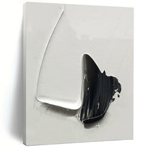 Load image into Gallery viewer, “Black and White Impasto Forms” - Minimalist Shaped Art on Canvas DKH1671
