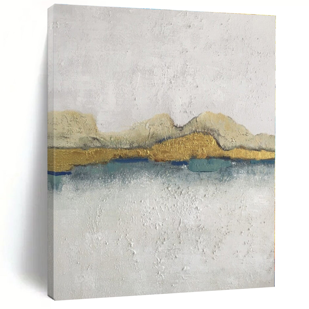 Oversized Gold - Accented Minimalist Abstract Acrylic Art for Luxury Bedroom & High - End Office LargeART0413