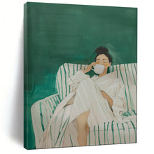 Load image into Gallery viewer, Green - White Abstract Figure Art, Perfect for Modern Bathroom &amp; Serene Living Room LargeART2034
