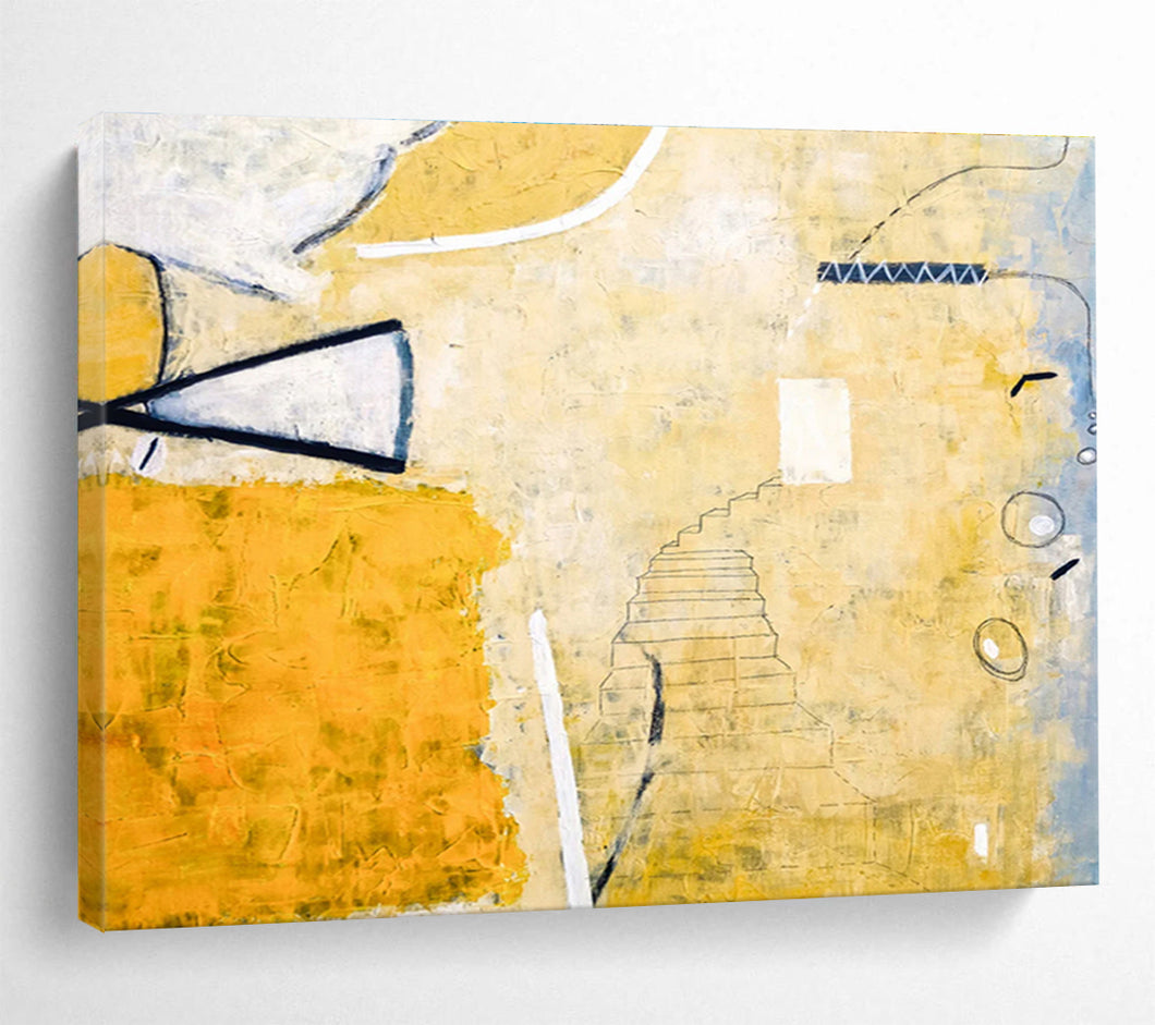 Warm - Toned Geometric Abstract Painting on Canvas DKH562