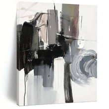 Load image into Gallery viewer, “Monochrome Abstract Gestures” - Black, White, Grey Abstract Art on Canvas DKH1271
