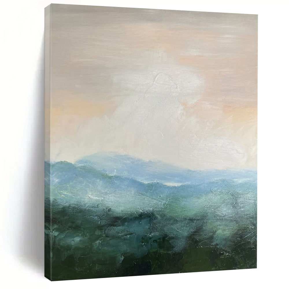 “Soft - Toned Mountain Landscape” - Impressionistic Abstract Acrylic, Ideal for Bedroom and Home Office DTP010