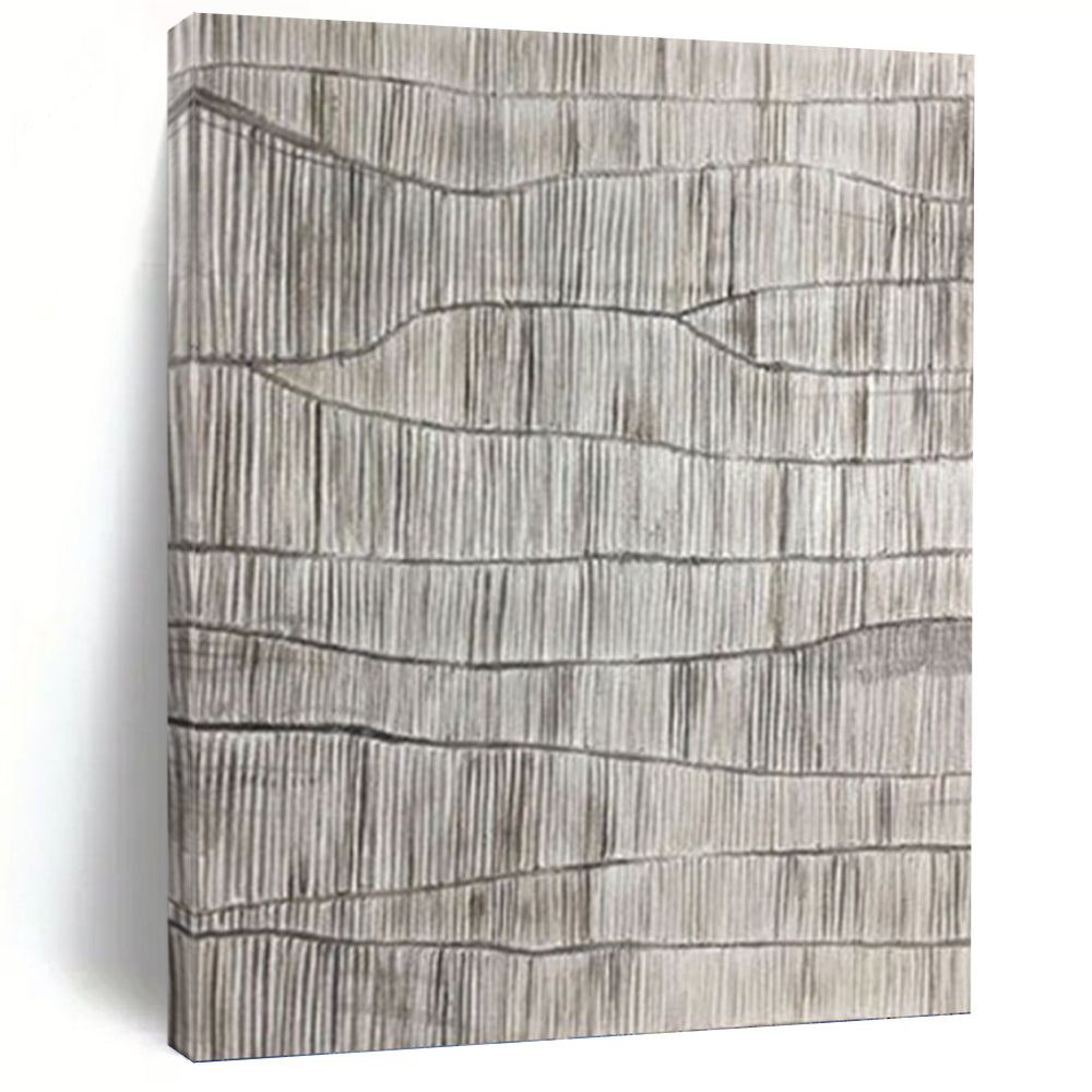 “Gray Waves: Textured Abstract” Abstract Painting on Canvas, Industrial Modern Decor DKH1042