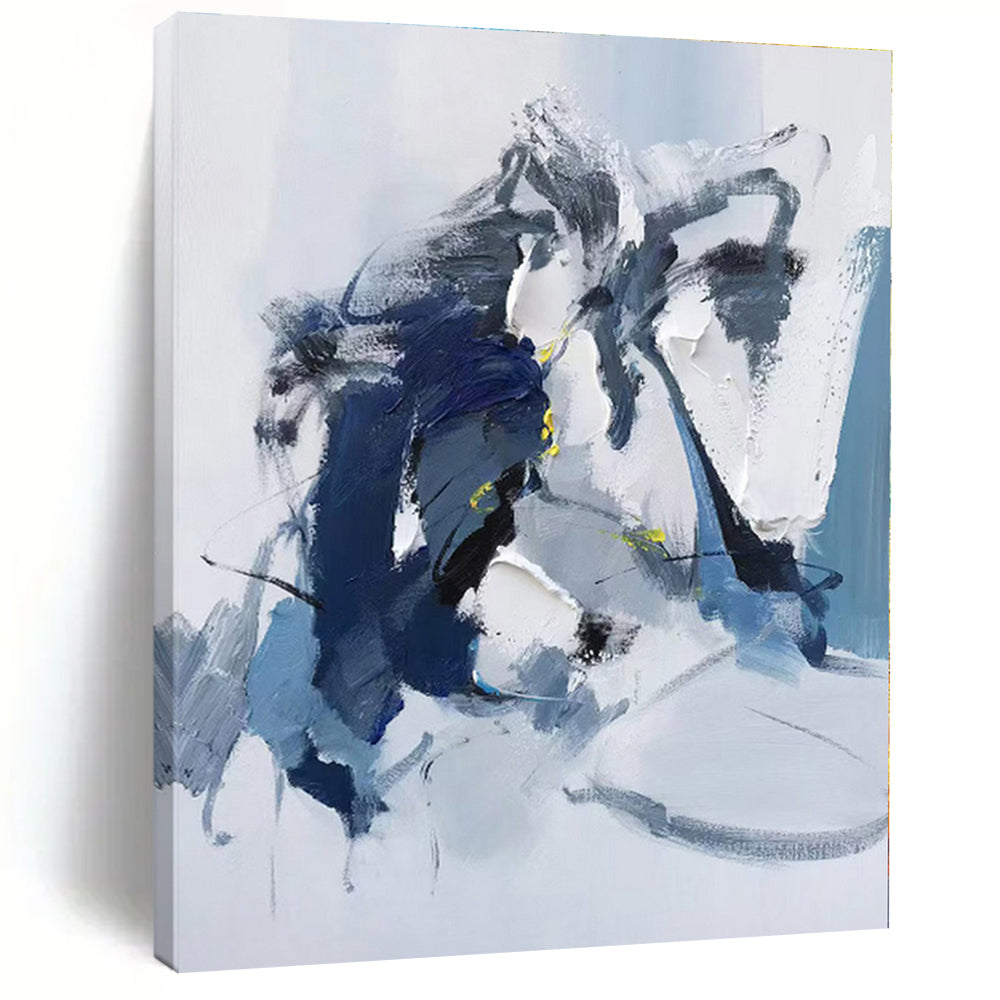 Oversized Blue - Gray Abstract Art for Contemporary Bedroom & Art Gallery Nook LargeART0485