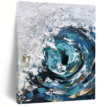 Load image into Gallery viewer, “Textured Blue Ocean Vortex” - Blue, White, Grey Abstract Art on Canvas DKH1295
