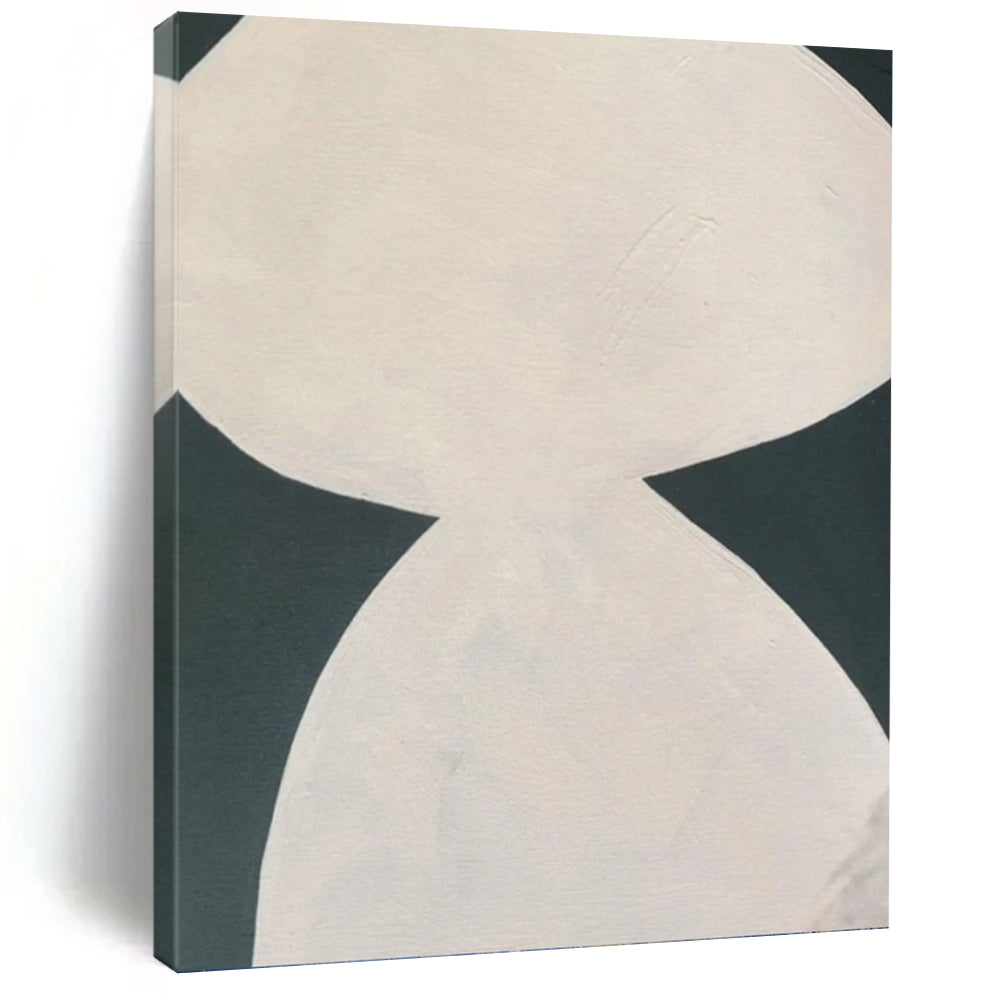 “White Hourglass” - Monochromatic Abstract Shape Art, Abstract Painting on Canvas DKH1081