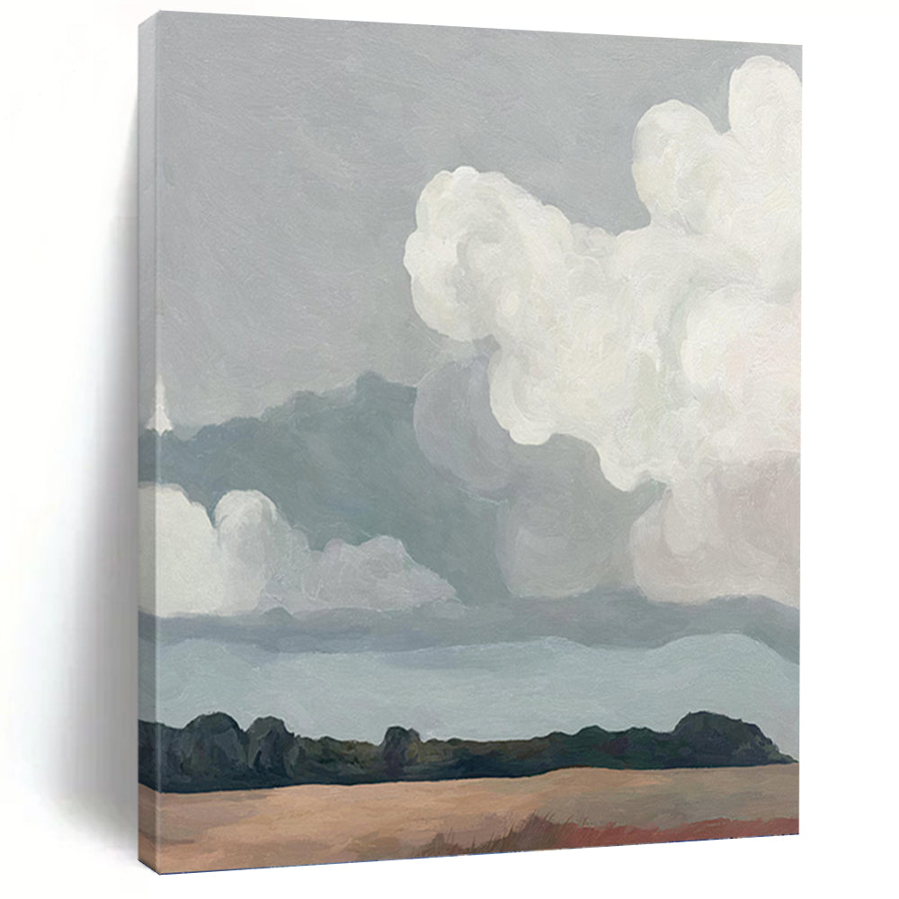 “Minimalist Cloudy Sky” - Subtle Toned Landscape Art on Canvas DKH1463