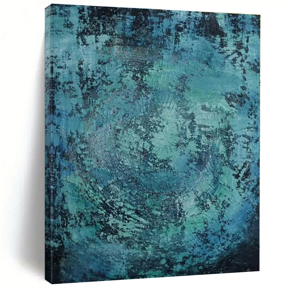 Large - Scale Turquoise Textured Abstract Art for Spa & Coastal Home LargeART0464