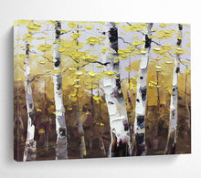 Load image into Gallery viewer, Golden Aspen Forest Abstract Painting on Canvas - “Autumn’s Embrace” DKH626
