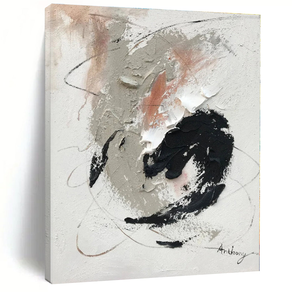 Oversized Neutral Abstract Art for Calming Bedroom & Minimalist Study LargeART0508