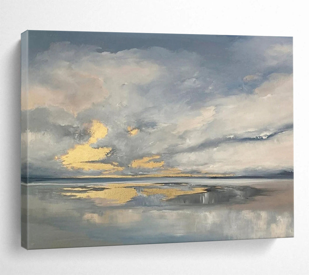 “Cloudy Sky Reflection” - Impressionistic Abstract Acrylic, Suits Modern Dining Room and Art Gallery DLZ253