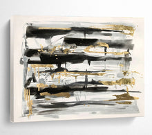 Load image into Gallery viewer, Gold Accent “Monochrome Luxury” Painting on Canvas, Elegant Abstract Decor DKH846
