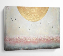 Load image into Gallery viewer, Hand - painted Large - scale Moon and Birds Scene Acrylic Art for Calming Bedrooms LargeART1773
