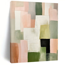 Load image into Gallery viewer, Large - Scale Hand - painted Pastel Geometric Blocks Acrylic Art for Soft - Toned Living Rooms LargeART0174
