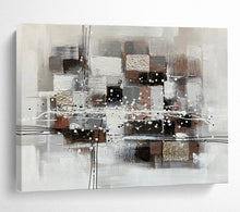 Load image into Gallery viewer, Gray - Brown Abstract Painting On Canvas with Intricate Details DKH354
