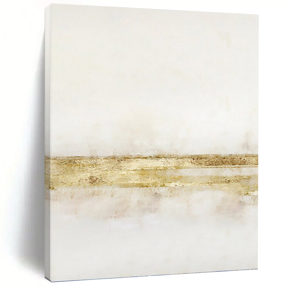 “White and Gold Minimalist Abstract” - Luxe Abstract Art on Canvas DKH1538
