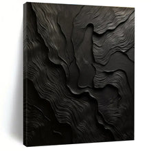 Load image into Gallery viewer, Black Textured Waves Art for Luxury Bedroom &amp; Art Gallery LargeART0833
