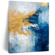 Load image into Gallery viewer, “Blue - Gold Symphony” – Blue, White &amp; Gold Abstract Acrylic with Flowing Textures DTP062
