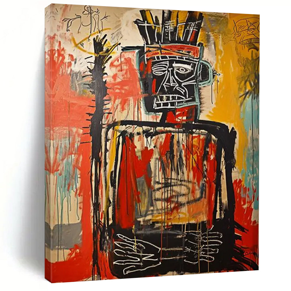 “Powerful Tribal - Style Figure” – Intense Abstract Figurative Art with Bold Dripping Lines DTP108