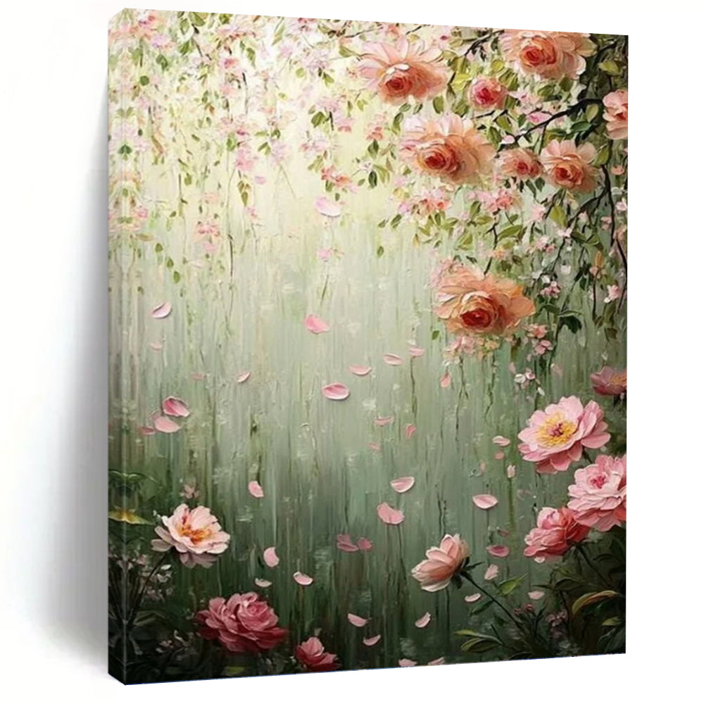 “Blossoming Floral Pathway” - Romantic Floral Art on Canvas DKH1553