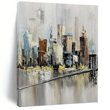 Load image into Gallery viewer, “Impasto Cityscape Reflection” - Textured Urban Art on Canvas DKH1451
