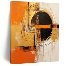 Load image into Gallery viewer, Orange - Black - White Geometry Art for Modern Office &amp; Bold Living Room LargeART0853
