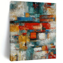 Load image into Gallery viewer, Colorful Cubist Abstract Painting, Perfect for Creative Office &amp; Eclectic Gallery Wall LargeART1395

