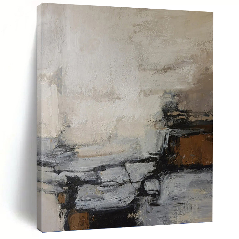 “Neutral Tones Abstract Composition” Abstract Painting on Canvas, Minimalist Decor DKH1007