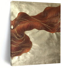 Load image into Gallery viewer, Enormous Brown - Gold Wavy Lines Acrylic for Art Deco Dining Room &amp; Upscale Hotel Lobby LargeART0347
