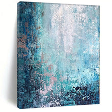 Load image into Gallery viewer, Hand - painted Large - scale Blue - Green Textured Abstract Acrylic Art for Coastal - Themed Bedrooms LargeART0074

